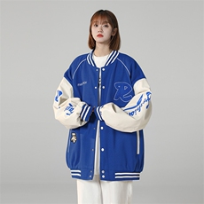 港风上衣夹克宽松落肩拼色棒球服外套JK711-P68，男装夹克，星座1204-3