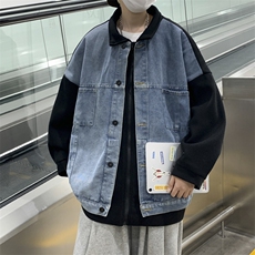 牛仔外套男潮牌设计感拼接港风韩版潮流宽松休闲夹克JK0210-P80，男装夹克，星座308B-1