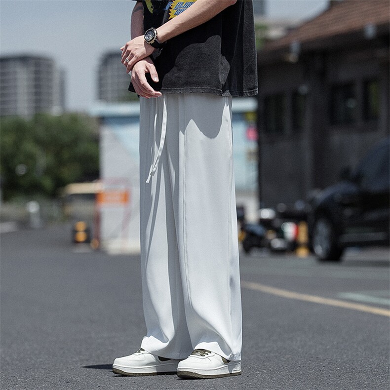 时尚冰丝垂感休闲裤子男2025夏季薄款宽松直筒运动长裤K232/P55，女装休闲裤，电商A008