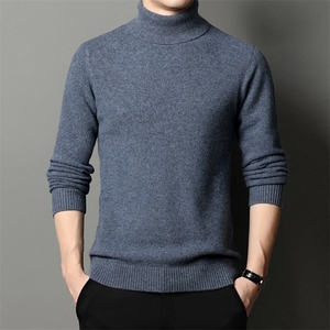 男士加厚保暖毛衣冬季新款中年可翻高领商务休闲打底针织衫男装图片