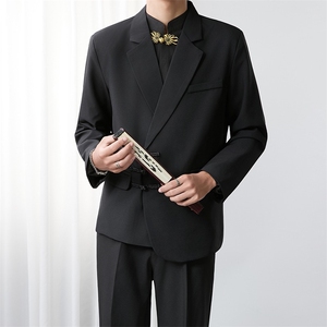 新中式风盘扣西装套装春秋季高级感结婚礼中山装男订婚西服外套图片
