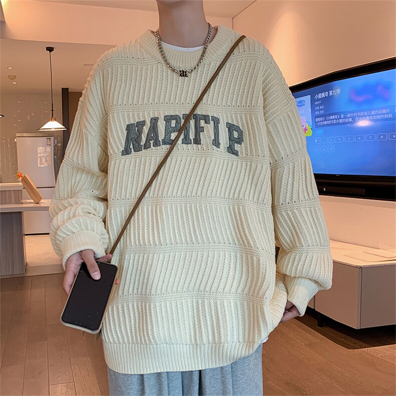 冬季宽松潮牌加厚毛线衣日系复古慵懒套头针织衫毛衣男 M1137-P52图片