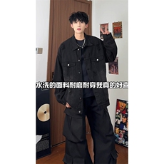 潮牌宽松高街慵懒风牛仔夹克韩版复古时尚破洞牛仔HY481TP60控98，男装夹克，电商A102B