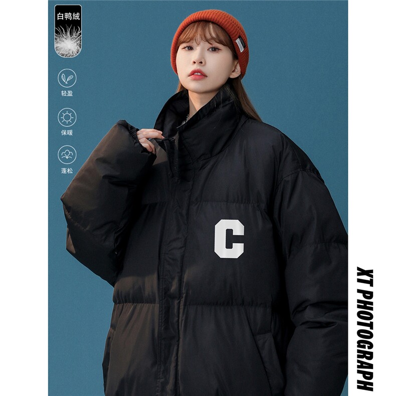 白鸭绒中性22冬季潮流字母C印花抽绳立领羽绒服YR228P195控258，男装羽绒服，A247A