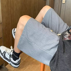 排扣短裤男夏季美式复古运动休闲裤子百搭宽松直筒五分裤3051P32，男装牛仔裤，星座410-2