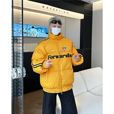 F637P98字母绣花棉服男冬复古条纹加厚运动面包服情侣款棉衣外套，男装棉衣，星座512-6