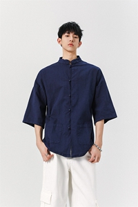 8XL-M  风大码夏短袖衬衫男外套棉麻七分袖上衣CS505P60控78图片