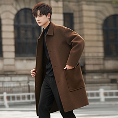25秋冬简约休闲双面呢大衣羊毛中长款毛呢男士潮流外套C716-P365，男装毛呢大衣，电商A355（原A415）