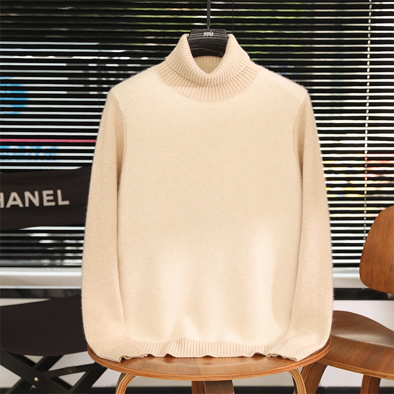 秋冬季羊绒百搭休闲款高翻领简约保暖羊绒衫男装，男装羊绒套衫，君道羊绒