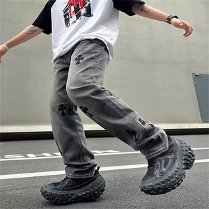 潮牌CH克罗四季款十字架休闲百搭宽松男女直筒修身牛仔裤-D3299图片