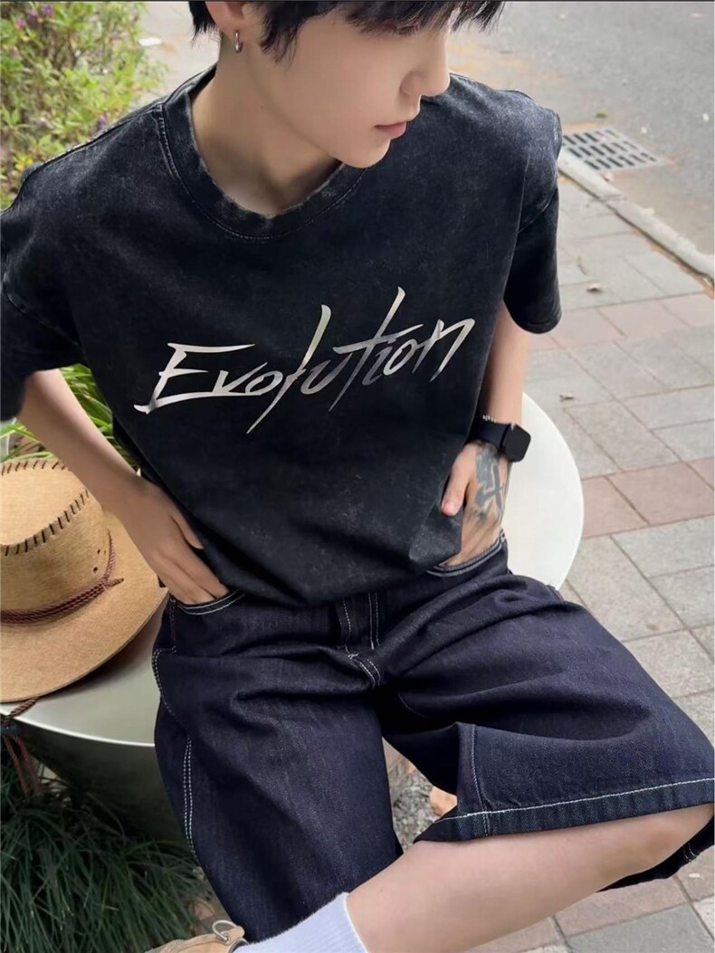 网图现货！谢霆锋演唱会同款T恤短袖设计感-EX50743-特批25,男装T恤,电商A061