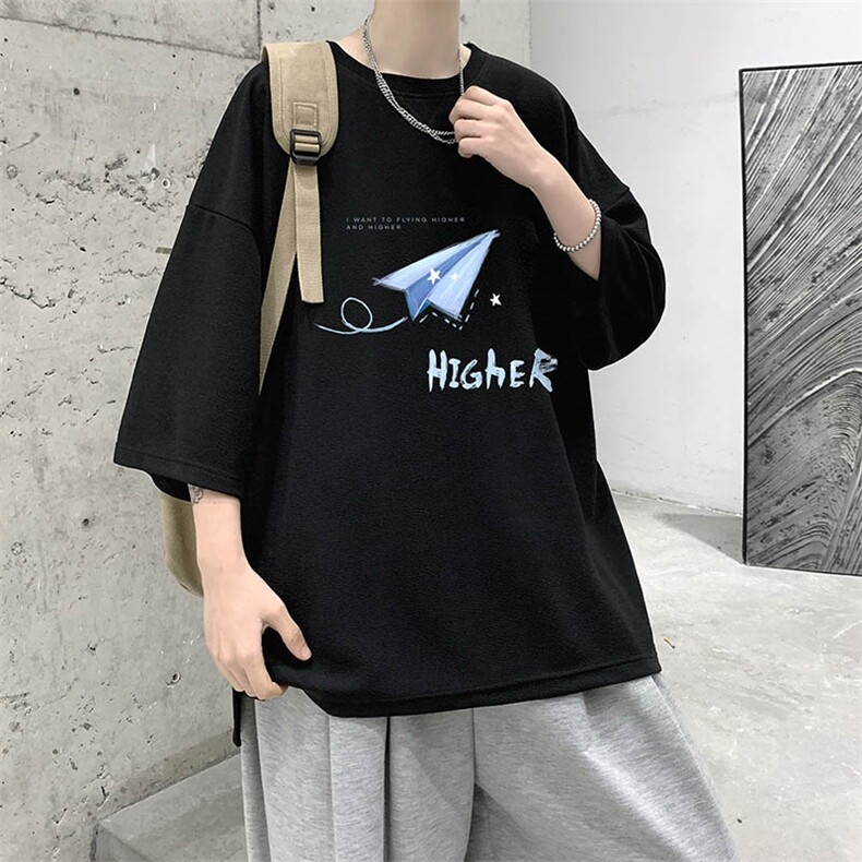 春夏季七分袖t恤男大码五分袖男短袖中袖Q11270-P30,男装T恤,电商A040