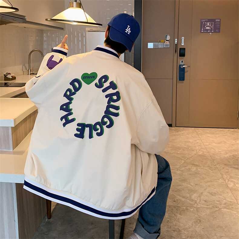 秋款棒球服夹克外套男潮牌潮流字母刺绣情侣学生22118-P70控108图片