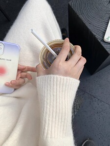 秋冬羊毛针织衫女翻领韩版慵懒风宽松纯色连衣裙图片