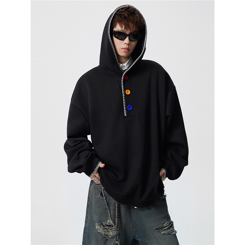 WY5561JR-P60特控108大码冬季加绒加厚连帽套头宽松卫衣,男装卫衣,电商D232
