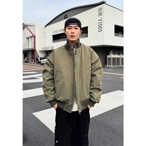 美式短款夹克棉服男冬季cleanfit廓形立领棒球服痞帅加厚保暖外套图片