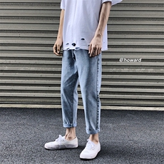 牛仔裤男士韩版潮流直筒宽松九分男裤夏季薄款休闲长裤子K010-P45，男装牛仔裤，电商A318