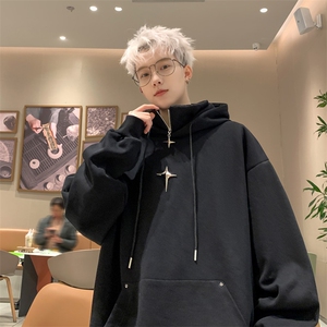 复合牛奶丝假两件加厚连帽卫衣半拉链外套XH42-特P:40 控价:88图片
