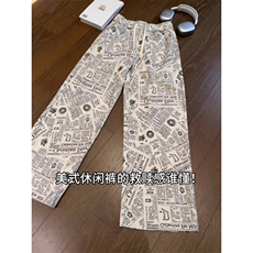 W11066-P40网图现货新款报纸满印灯芯绒裤子美式复古卫裤休闲裤，男装休闲裤，星座1608