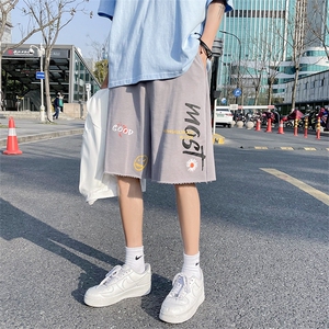 港风沙滩短裤男夏季ins潮流小雏菊字母印花五分裤 DK671 P45 控68图片