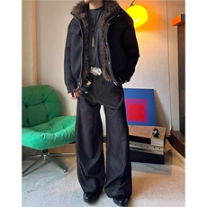 麂皮刺绣毛毛内里棉衣棉服外套D328-MY973-P128，男装棉衣，电商D328