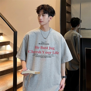 抖音得物二开 现货 220克夏装重磅美式高街宽松短袖t恤 MT258图片