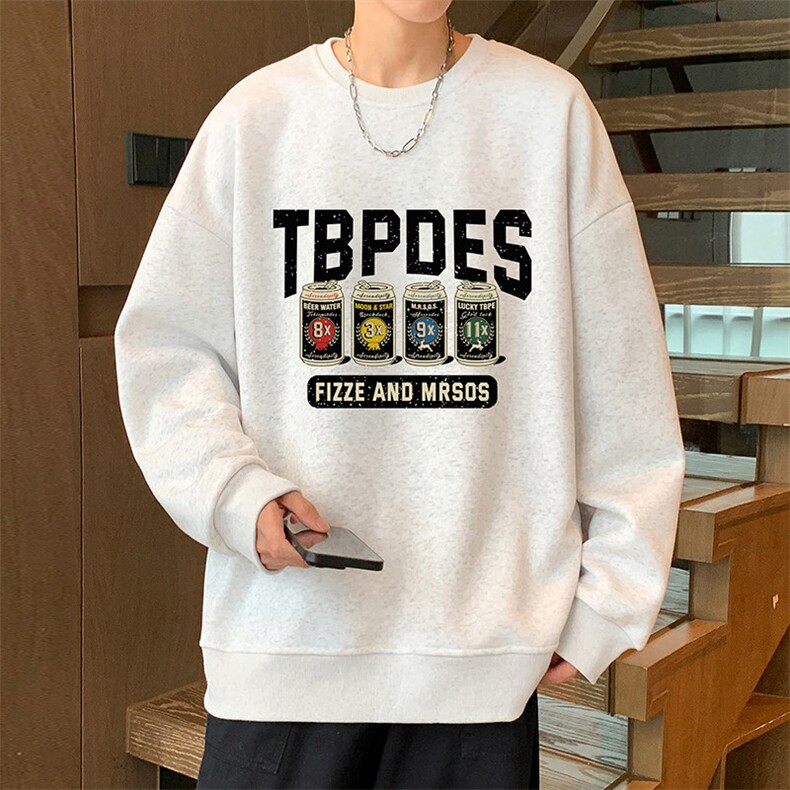 W560P35新品重磅圆领卫衣男无帽宽松上衣休闲套头外套图片
