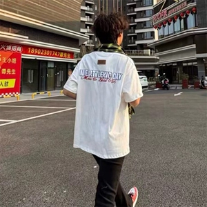 万针全刺绣工艺 高品质260克双纱纯棉美式高街短袖T恤 特P35图片