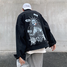 美式复古牛仔外套男春高街潮牌ins褂子hiphop工装夹克JK867-P68，男装夹克，星座1103-3