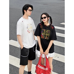 万针全刺绣工艺抖音得物高品质260克重磅纯棉双纱美式高街短袖T恤图片