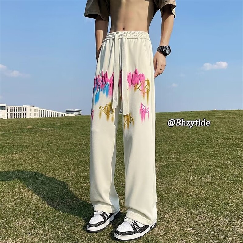 春秋发泡印花时尚休闲百搭裤子个性设计长裤,男装休闲裤,星座1013