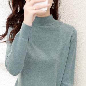 秋季半高圆领羊绒衫女修身内搭短款针织打底衫长袖毛衣宽松羊毛衫图片