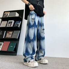 扎染渐变牛仔裤男春秋美式高街复古小众设计感ins裤子RK2192-P45，男装牛仔裤，星座412-3
