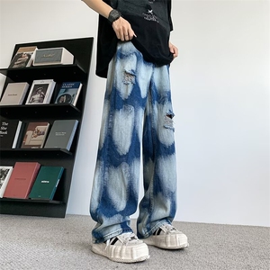 扎染渐变牛仔裤男春秋美式高街复古小众设计感ins裤子RK2192-P45图片