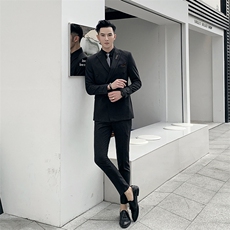 秋冬新款男士刺绣英伦西服套装双排扣西装两件套A470-TZ28，男装西服套装，电商A207