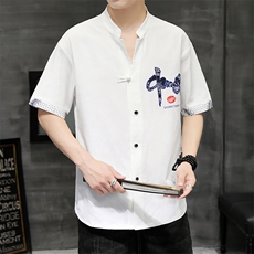 2026夏季风新款翻领男士潮流印花短袖T恤H1691-P58，男装T恤，星座1105-3