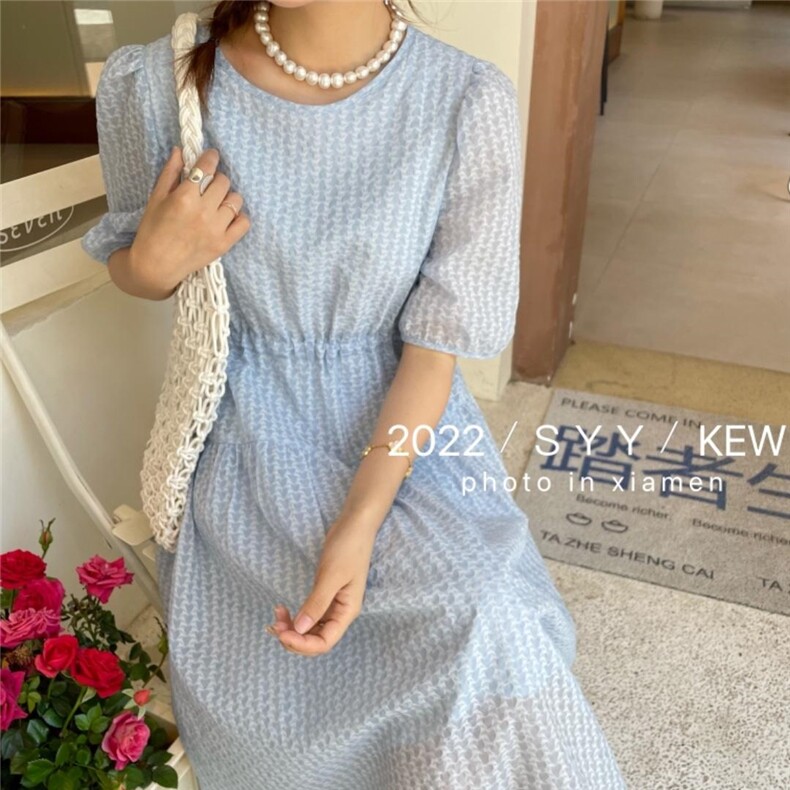 夏季盐缩连衣裙，女装连衣裙，6·9衣社