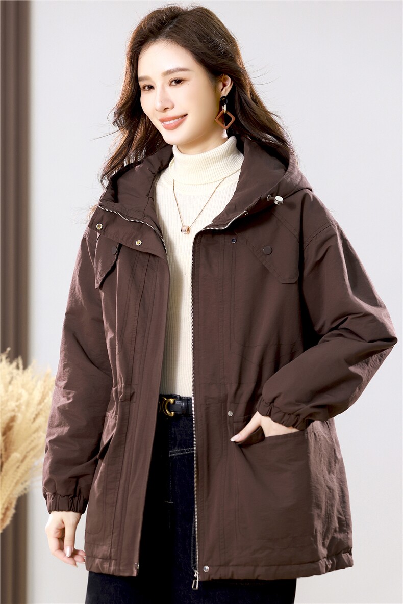 2025冬季时尚休闲夹棉加厚保暖舒适中长款棉服,女装派克服,天丽