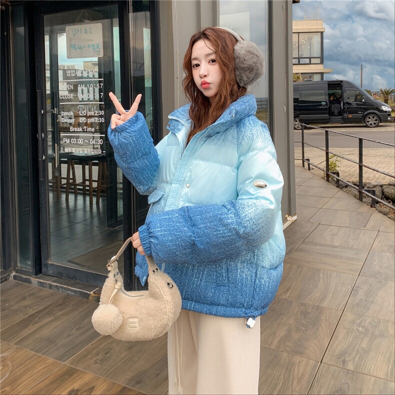 渐变色短款羽绒服女2025冬季新款独特超好看小个子保暖白鸭绒外套图片
