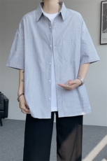 短袖衬衫男夏季新款港风宽松条纹衬衣DX3303-特P26无差价，男装衬衫，星座214-3
