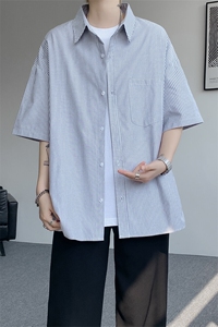 短袖衬衫男夏季新款港风宽松条纹衬衣DX3303-特P26 无差价图片