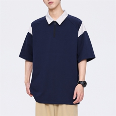 纯短袖日系潮牌无影墙时尚拼接新款短袖polo衫男mc0112-p50控68，男装Polo衫，星座717