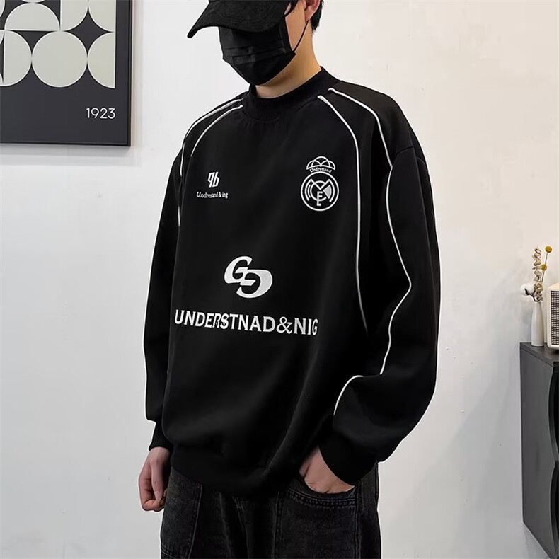 卫衣男2024秋冬季高街痞帅高级感撞色重磅宽松机车服外套W35,男装卫衣,星座1116A-1（原606A）