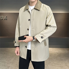 店主风2025秋季新款翻领时尚潮流中长款风衣外套2405-P125控165，男装风衣，电商A413