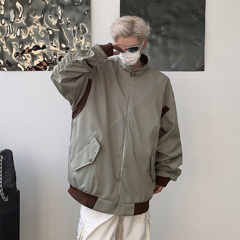 秋款男夹克衫条纹拼色工装冲锋衣外套JK655P70,男装夹克,星座1013-1