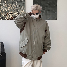 秋款男夹克衫条纹拼色工装冲锋衣外套JK655P70，男装夹克，星座1013-1