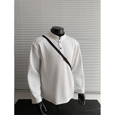 新款300g重磅港风曼巴棉拼接立领大码长袖T恤男T24507-特P30控58，男装T恤，电商A001