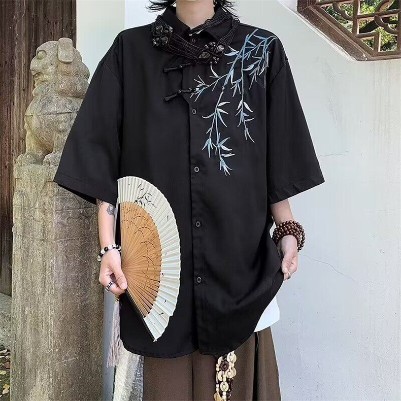 新中式风裤子男夏季薄款高级感垂感直筒休闲长裤男装潮冰丝裤,男装休闲裤,电商B212（原钱塘6029）