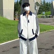 抖音得物品质秋冬美式高街重磅结构拼接织带翻领卫衣夹克外套W113，男装夹克，电商A486