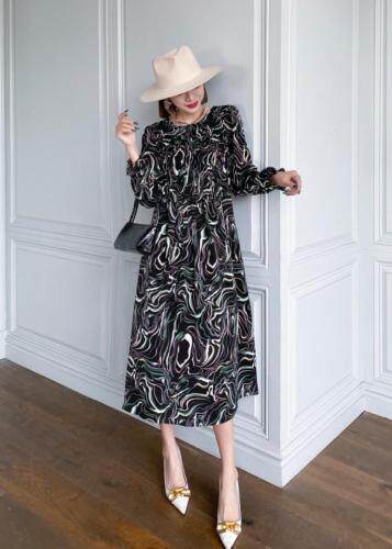 【现货】秋季新款时尚韩版花色连衣裙，女装连衣裙，陆氏青云